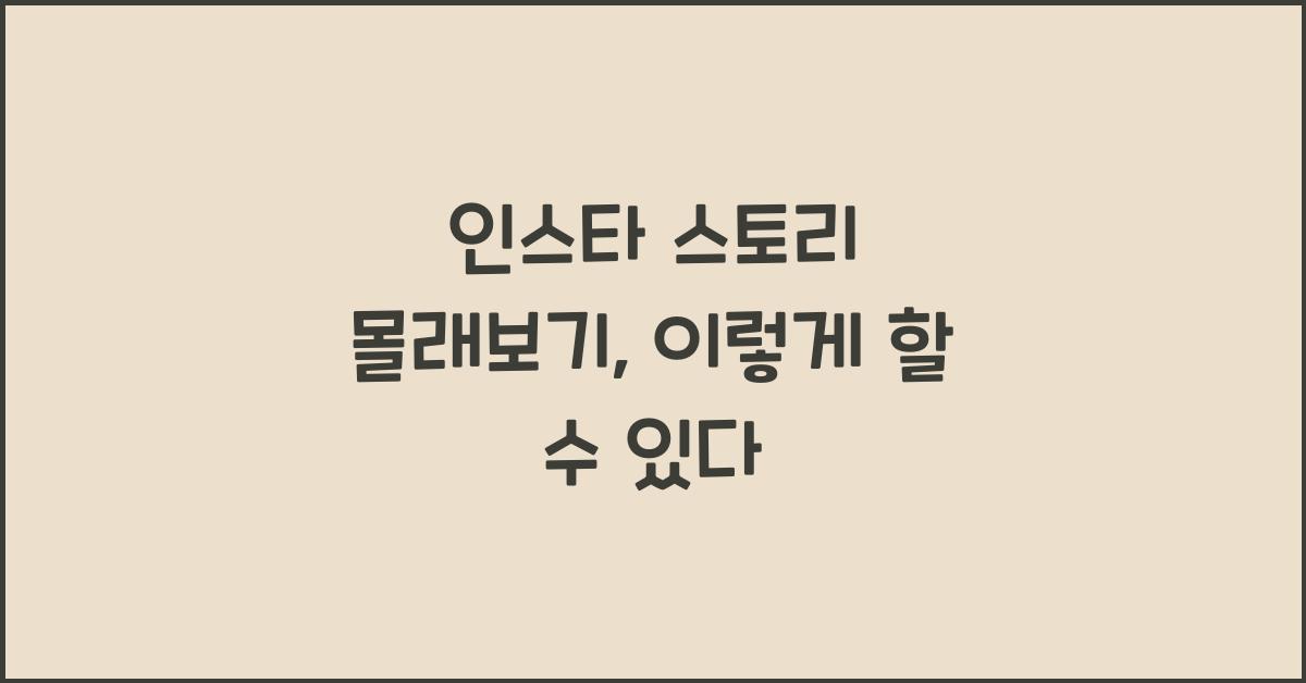 인스타 스토리 몰래보기