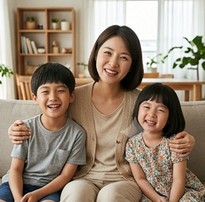 환하게 웃는 가족