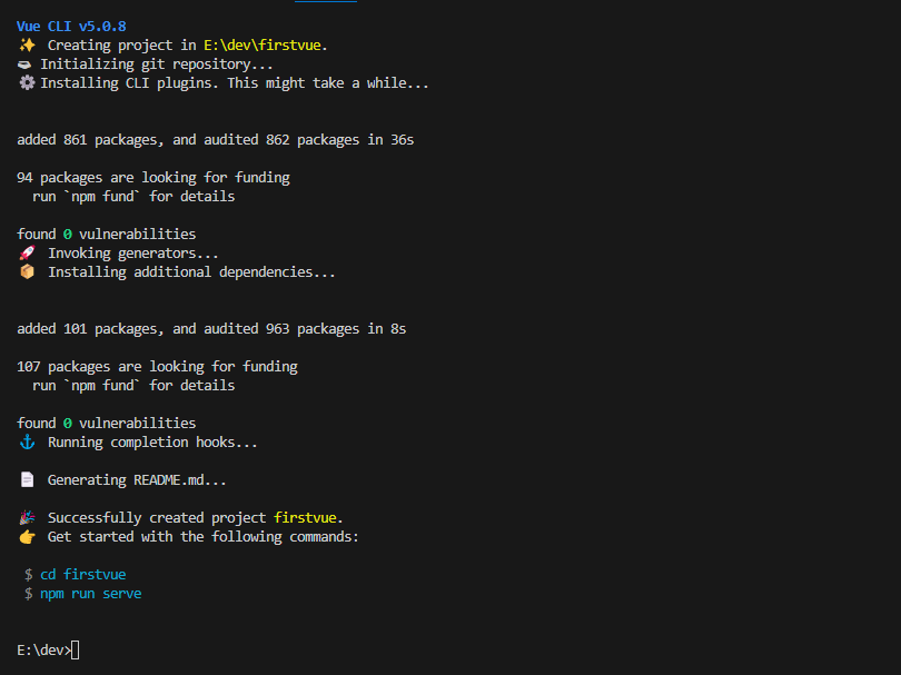 vue create 설치 진행