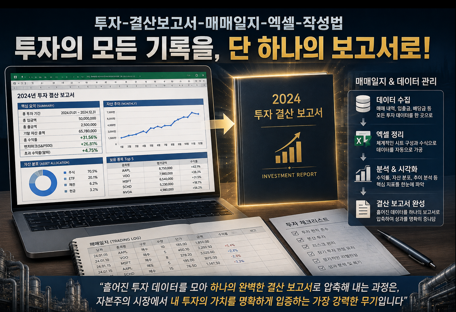 투자의 모든 기록을, 단 하나의 보고서로, 투자,결산보고서,매매일지,엑셀,작성법