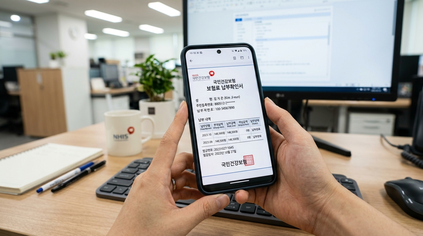 건강보험료 납부 금액 기준으로 자격조건을 확인하는 화면