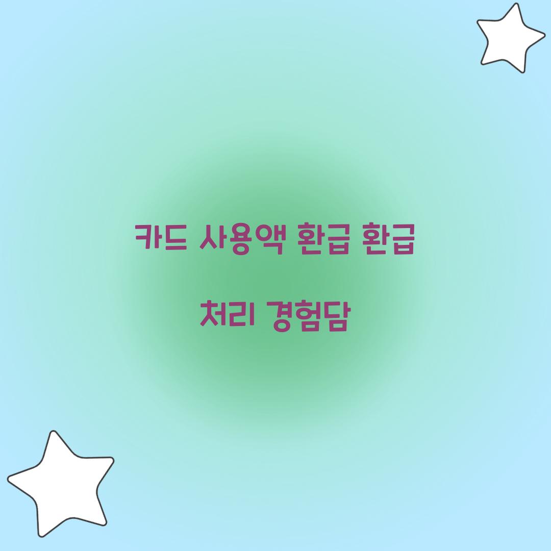 카드 사용액 환급 환급 처리 경험담