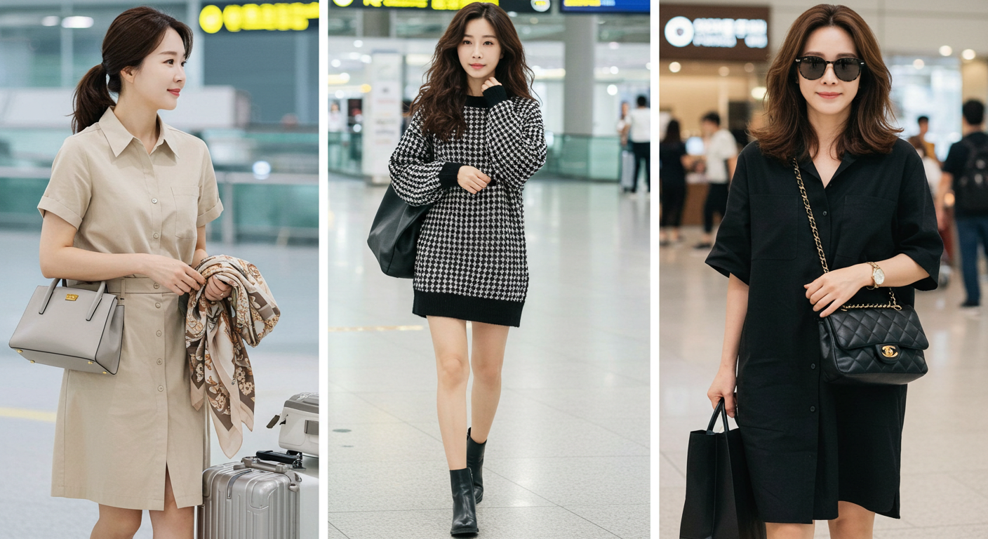 중년 여성 공항패션
