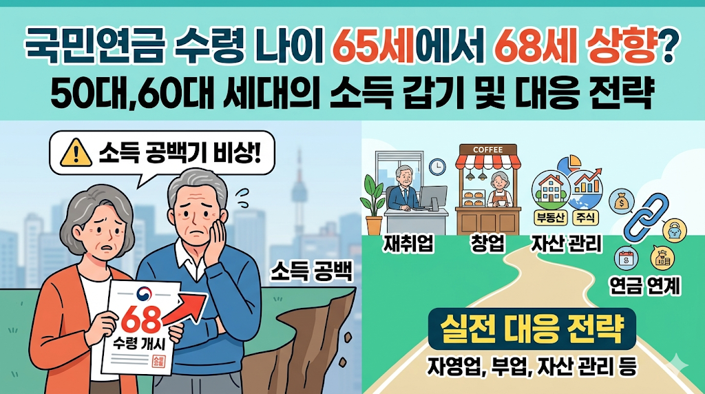 국민연금 수령 나이 65세에서 68세 상향? 5060 세대 소득 공백기 비상 및 대응 전략