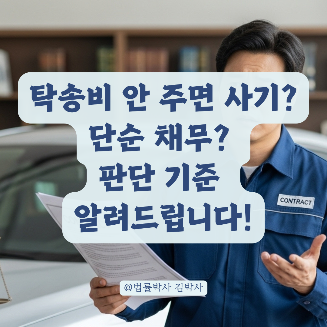 탁송비 미지급, 단순 채무인가? 사기인가?? 형사고소 기준 정리해 드립니다.