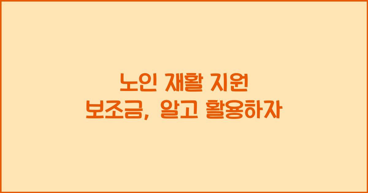 노인 재활 지원 보조금