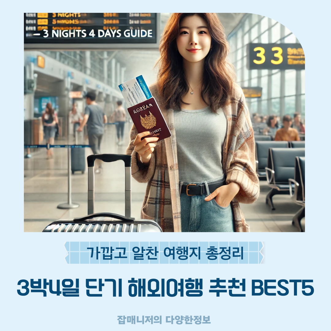 3박4일 단기 해외여행 추천 BEST5｜가깝고 알찬 여행지 총정리