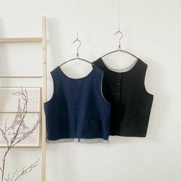 여성 순면 청조끼 라운드넥 단정한 중년