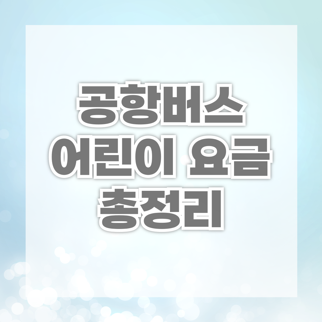 공항버스 어린이 요금