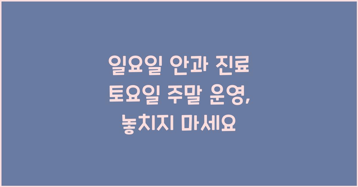 일요일 안과 진료 토요일 주말 운영