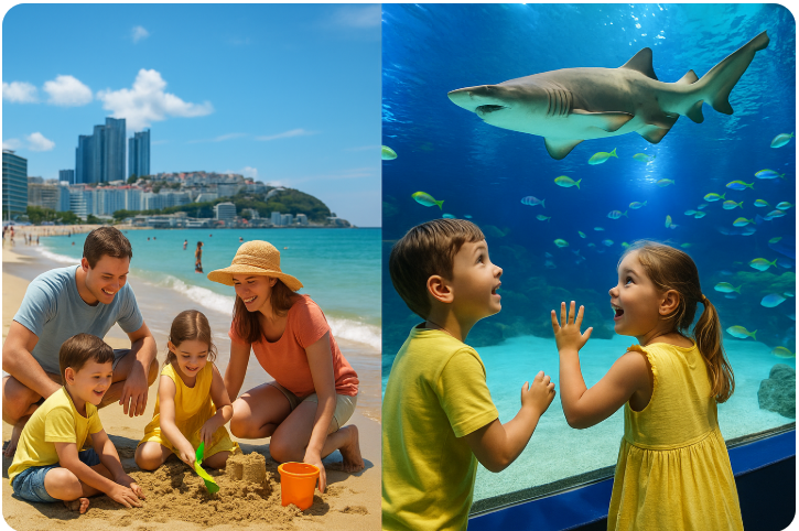 아이와 함께 부산 해운대 해수욕장과 아쿠아리움 가족나들이 코스