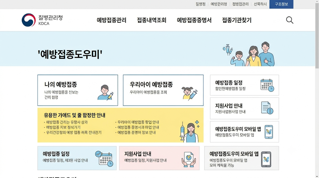 질병관리청 홈페이지 예방접종도우미