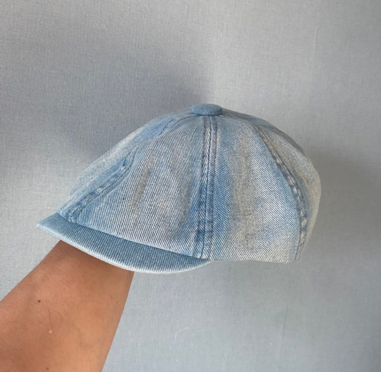 유니버셜 케미스트리 베레모 스톤워싱 데님 헌팅캡 Washing Light Denim Banding Huntingcap