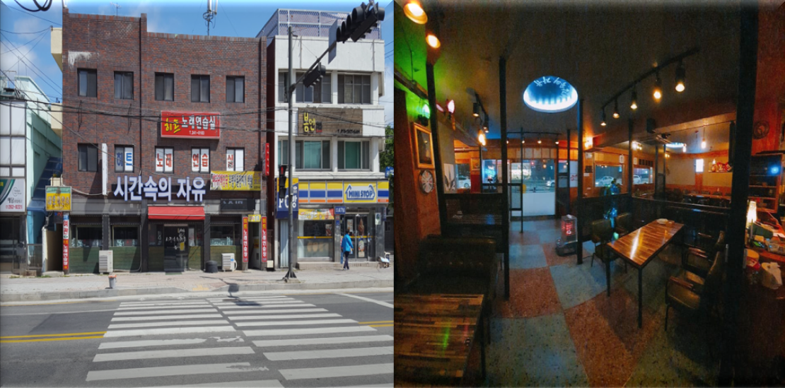 춘천-12첩-누룽지정식-맛집-공지천-포장마차-가게-전경과-실내-분위기