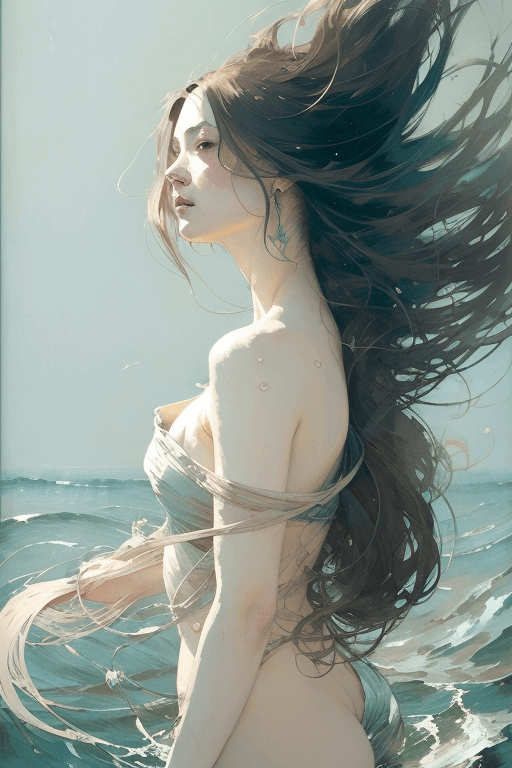 Playground AI로 생성한 그림(1) - 바람 속의 여인