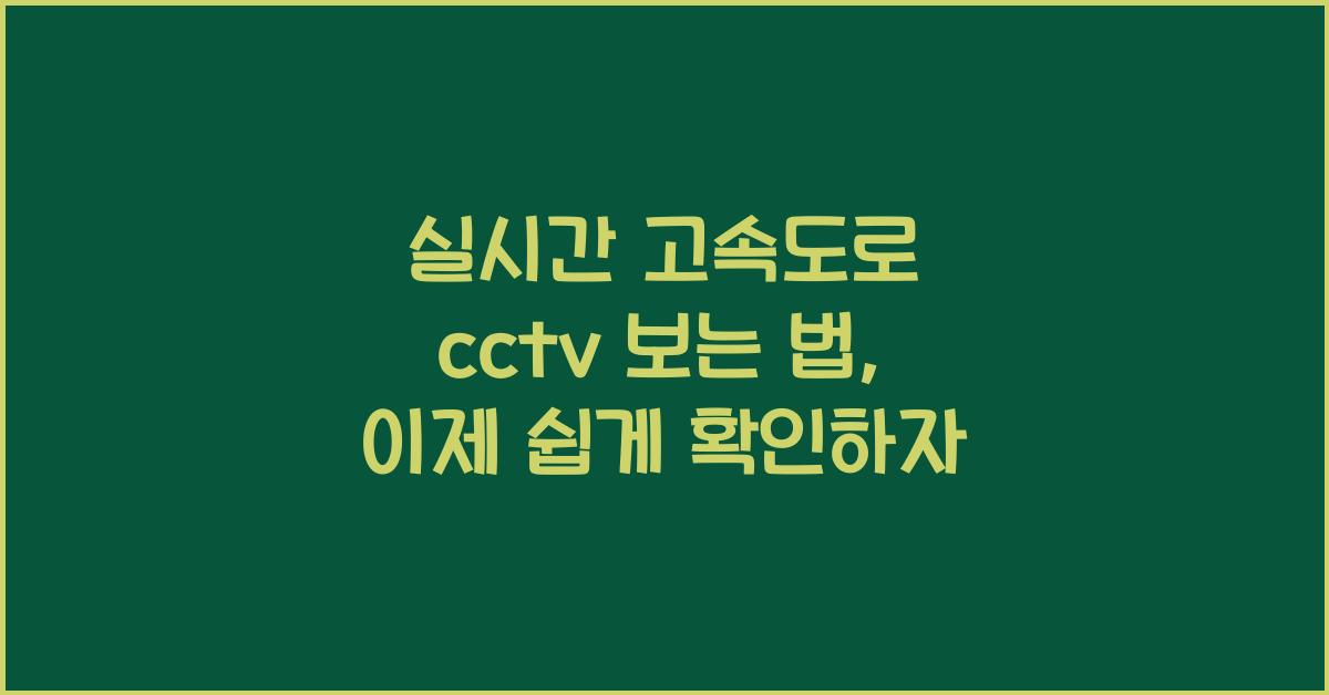 실시간 고속도로 cctv 보는 법