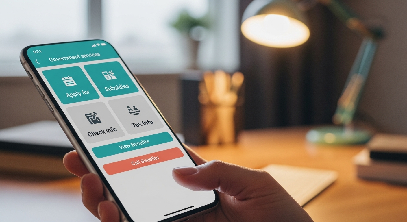 청년이 스마트폰으로 국세청 홈택스 앱을 통해 소득 및 자산 정보를 확인하는 모습