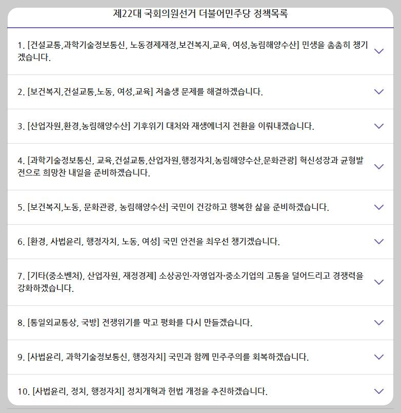 더불어민주당 정책목록