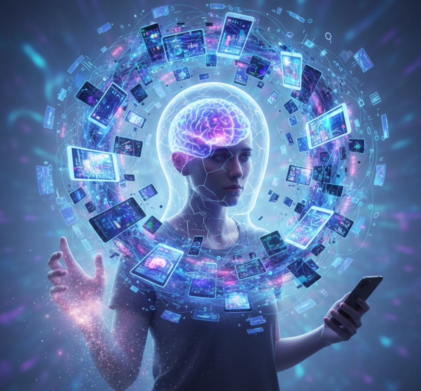 디지털 치매에 관한 그림.