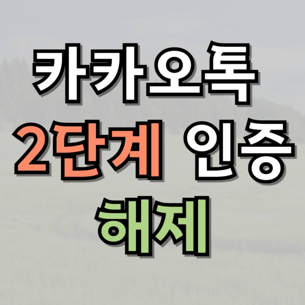 카카오톡 2단계 인증 해제 가이드