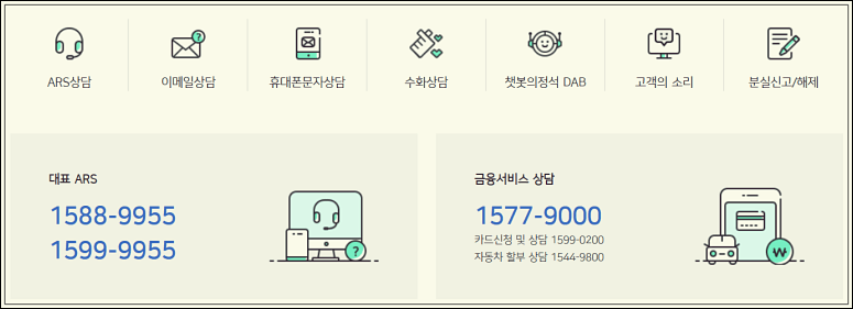 우리카드 고객센터 정보