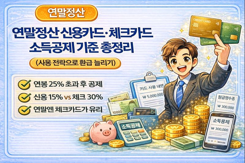 연말정산 신용카드&middot;체크카드 소득공제 기준 총정리(사용 전략으로 환급 늘리기)