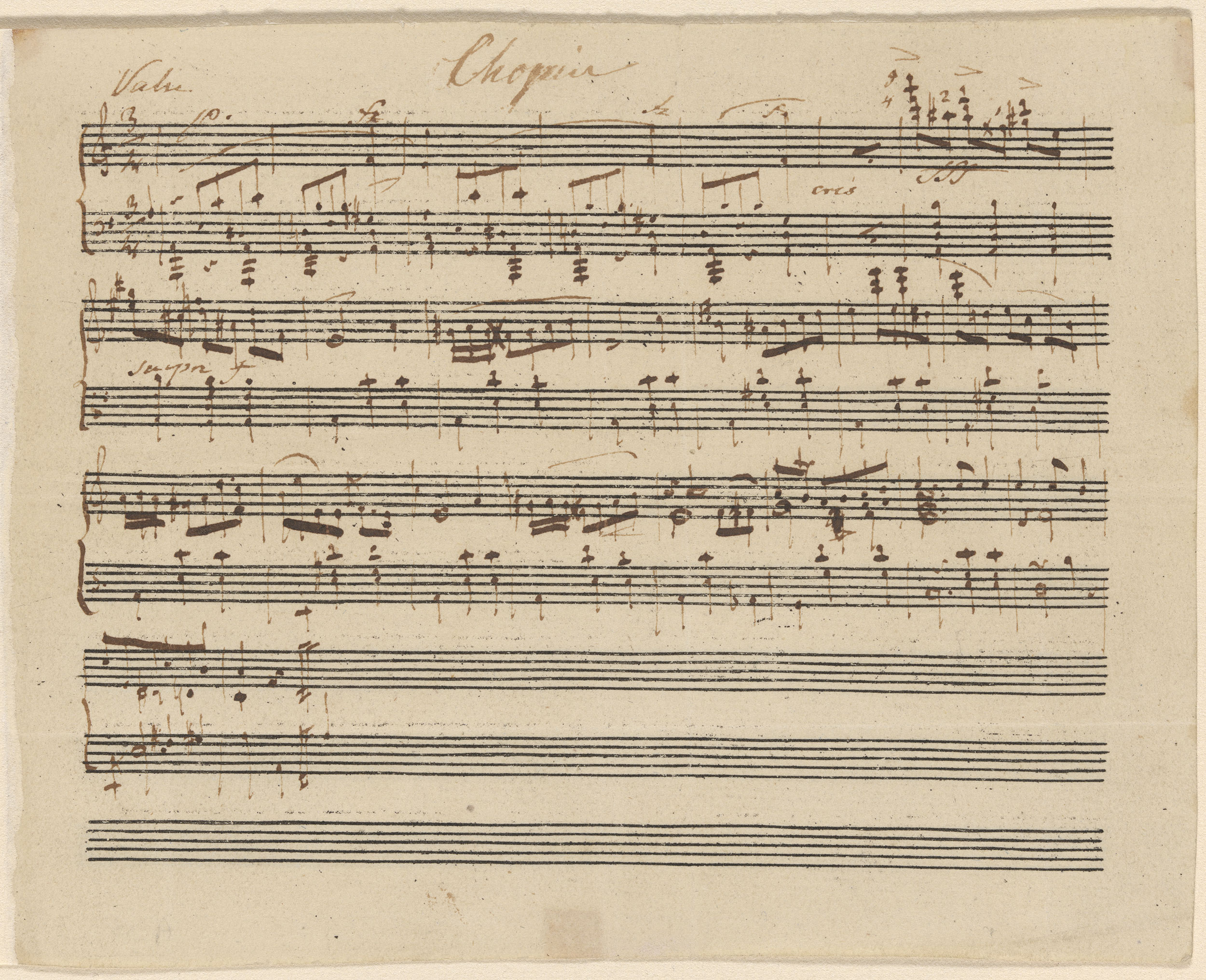Waltz for piano (album leaf), attributed to Chopin: autograph manuscript