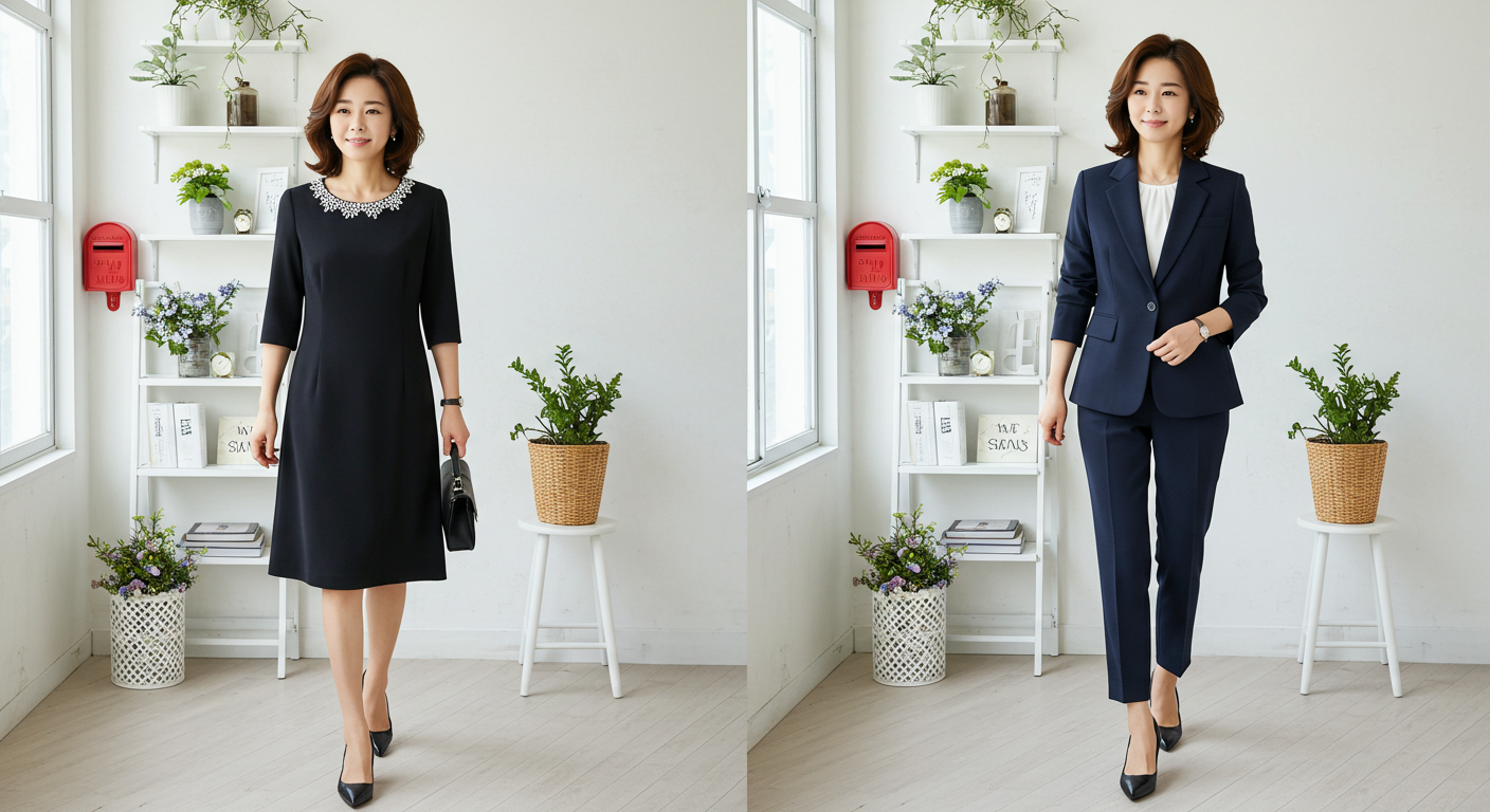 중년여성 하객룩