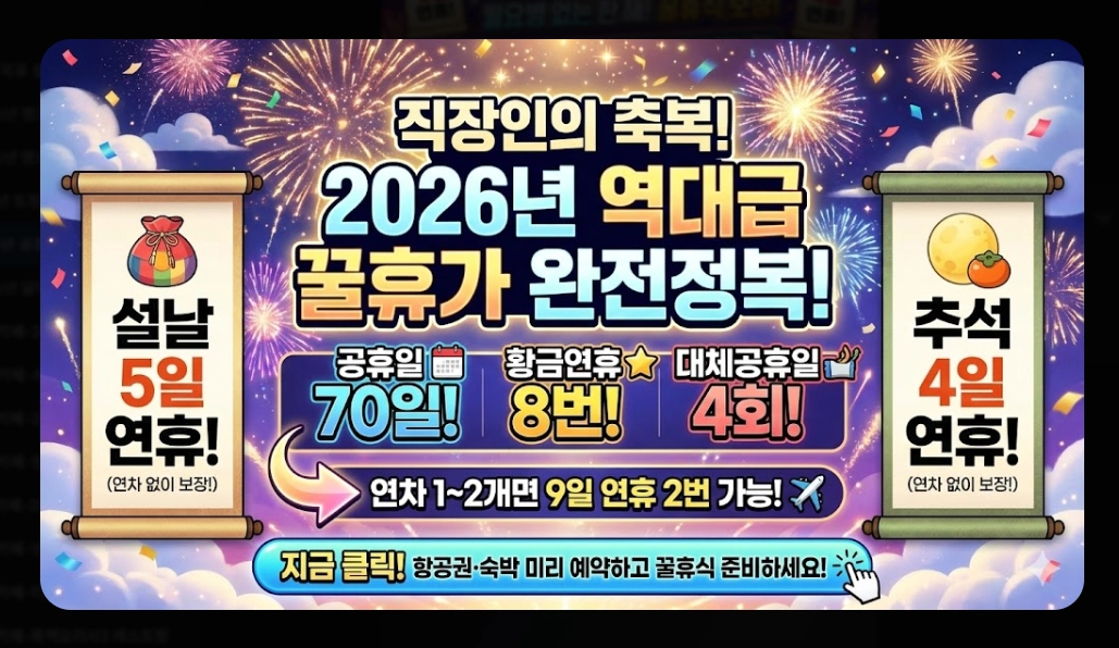 2026년 공휴일 총정리 대체공휴일 완벽 분석