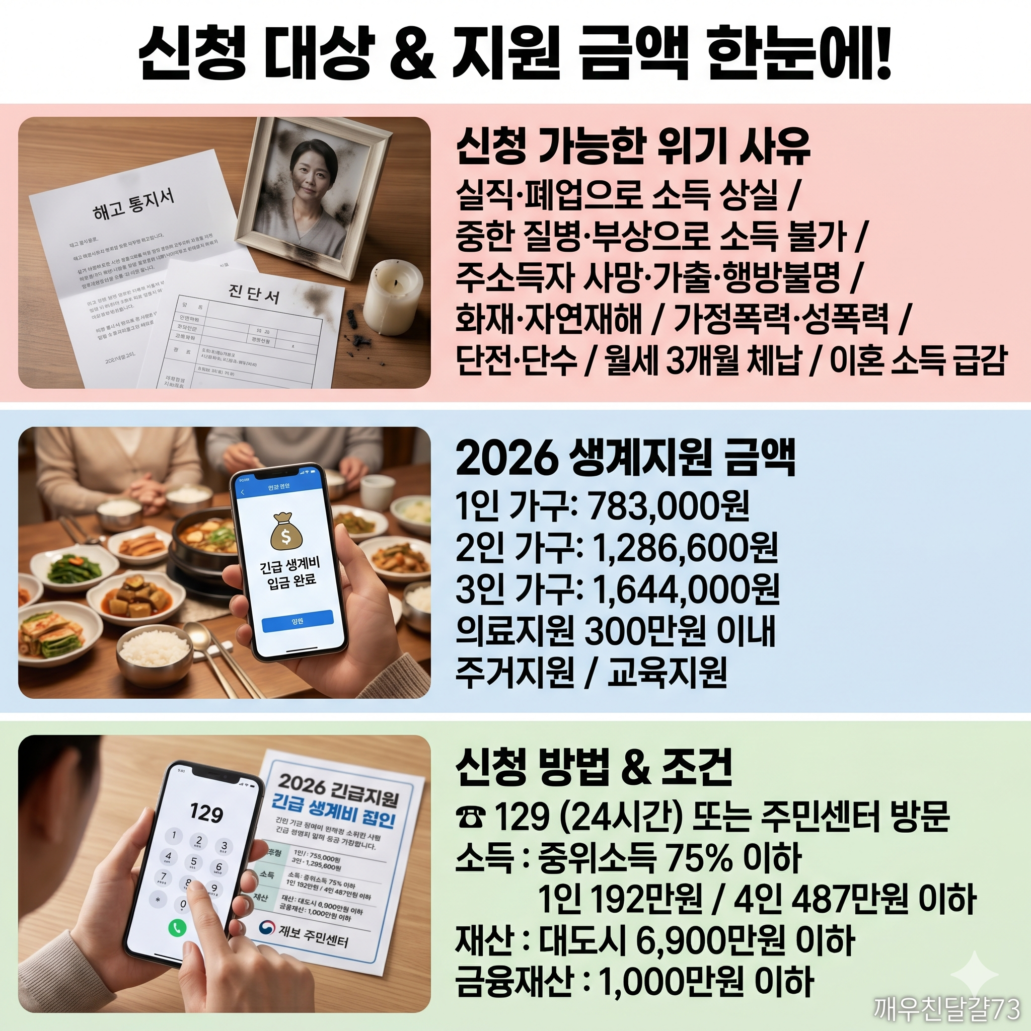 2026 긴급복지지원 &mdash; 갑작스러운 위기가 닥쳤다면 48시간 내 먼저 받고 나중에 심사해요!