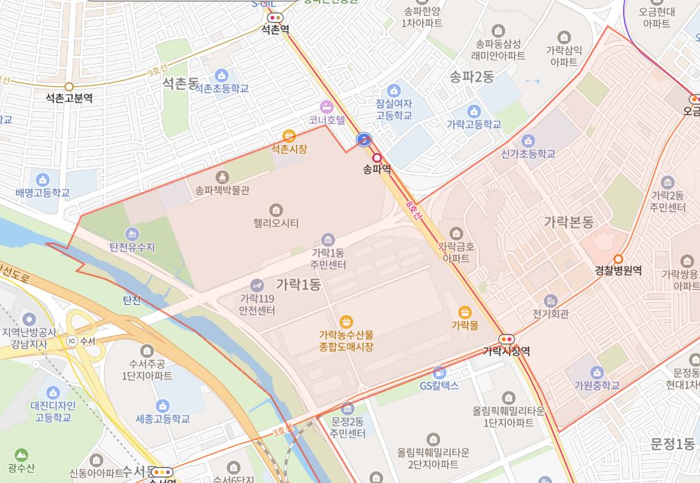 위례신사선과 트리플 역세권 입지도
