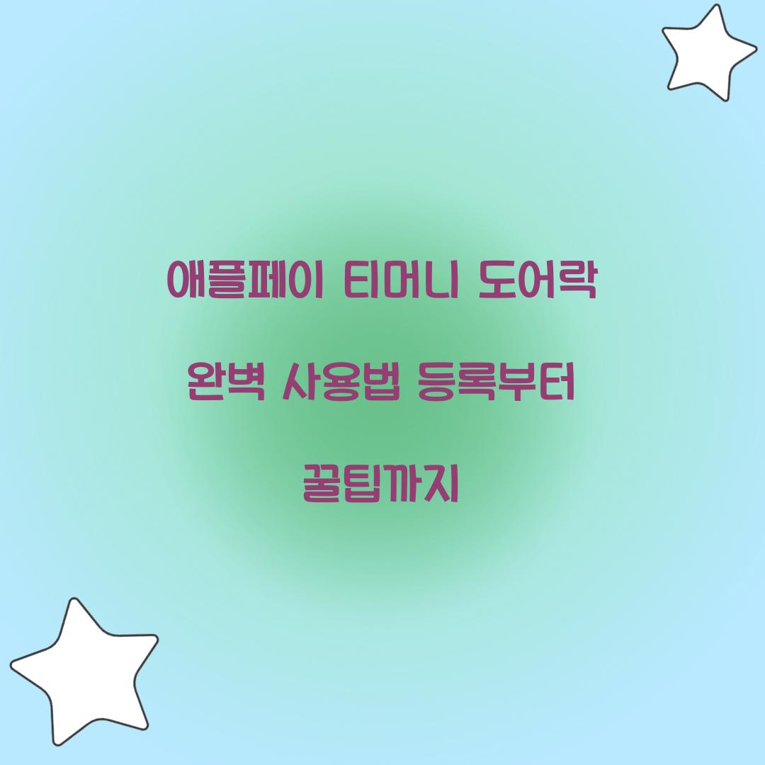 애플페이 티머니 도어락