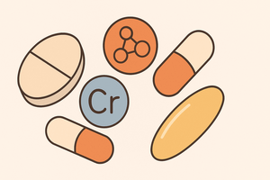 당뇨에 좋은 알약과 영양소 이미지