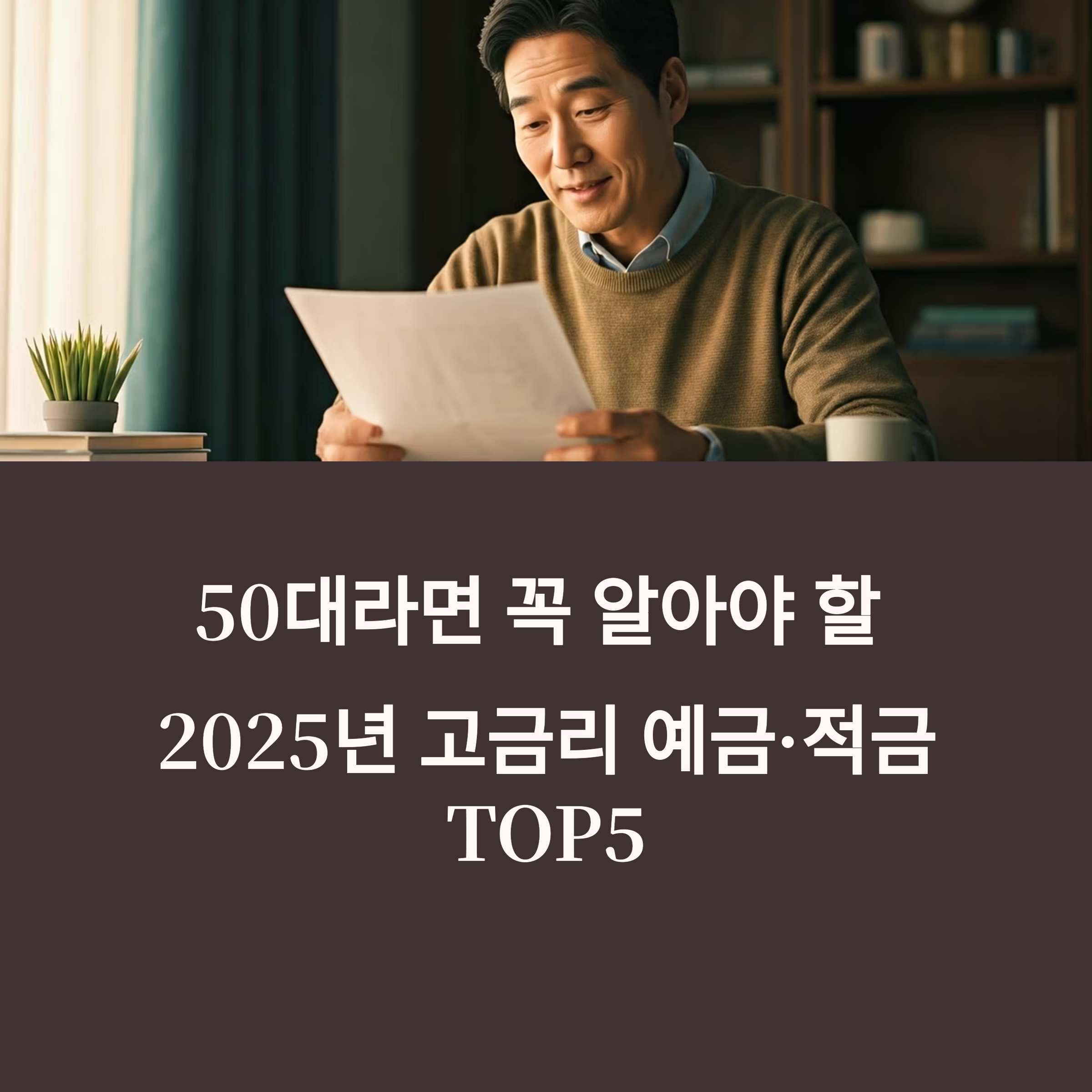 50대라면 꼭 알아야 할 2025년 고금리 예금·적금 TOP5 추천