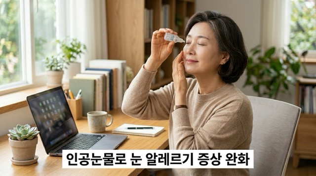 가루 알레르기 눈 충혈 인공눈물 관리