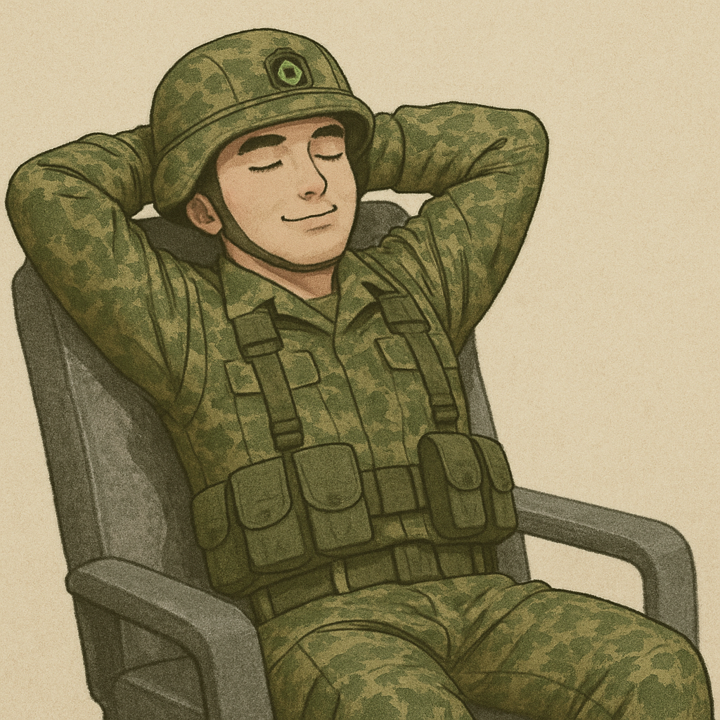 쉬고있는 군인