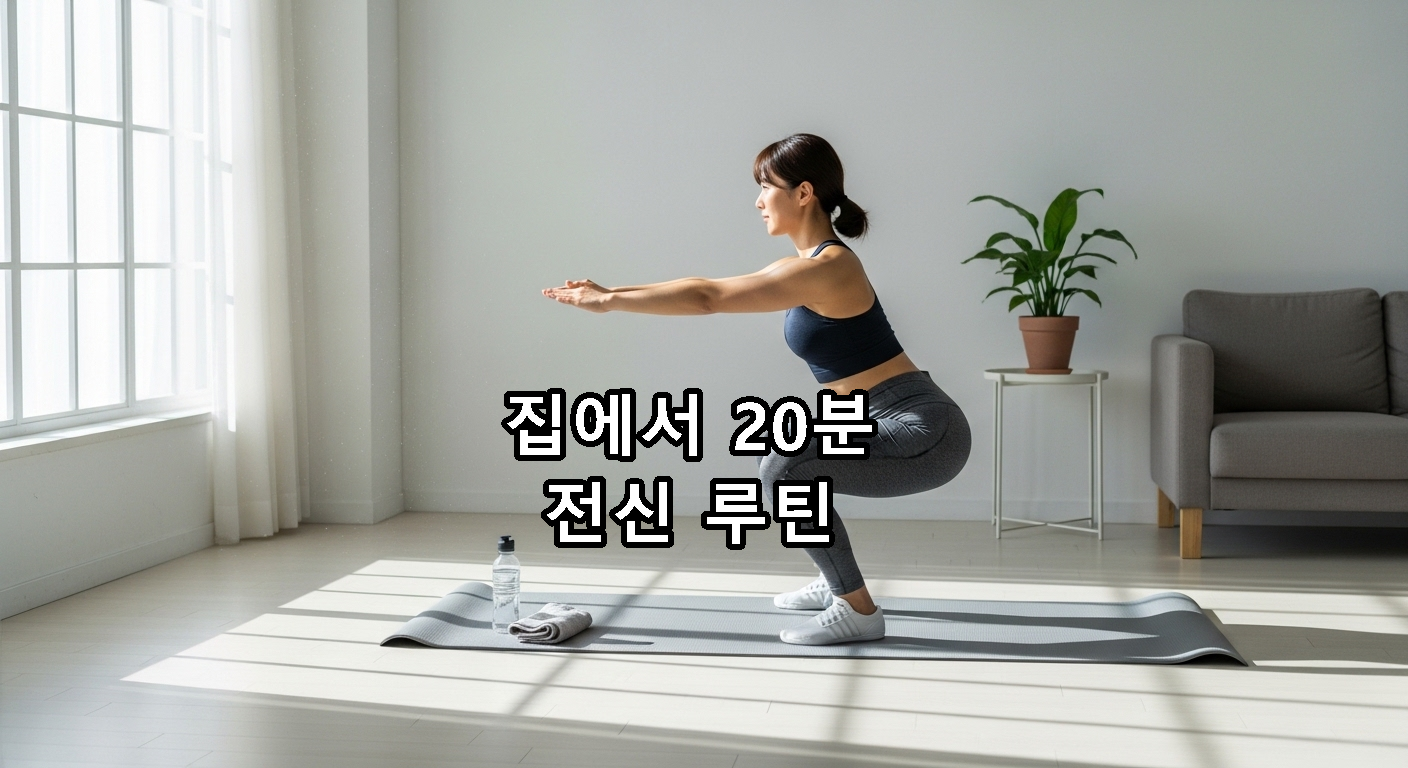 체지방 줄이는 운동 전신 홈트 루틴을 집에서 실천하는 모습