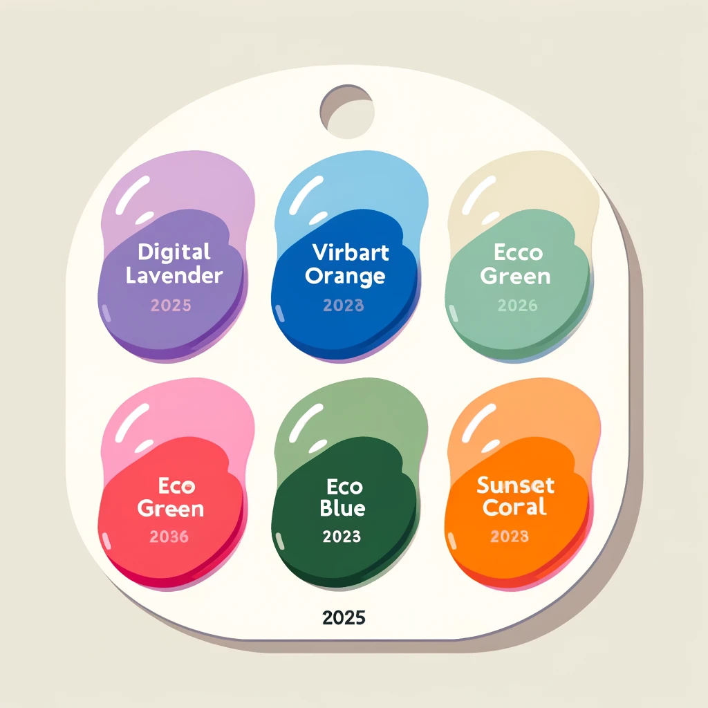 Here is the image of a paint palette containing the trending colors for 2025