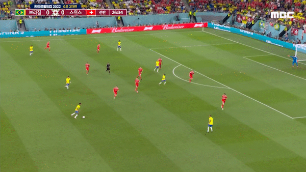 전반 26분 좋은 기회를 맞은 브라질, 스위스 골기퍼 선방