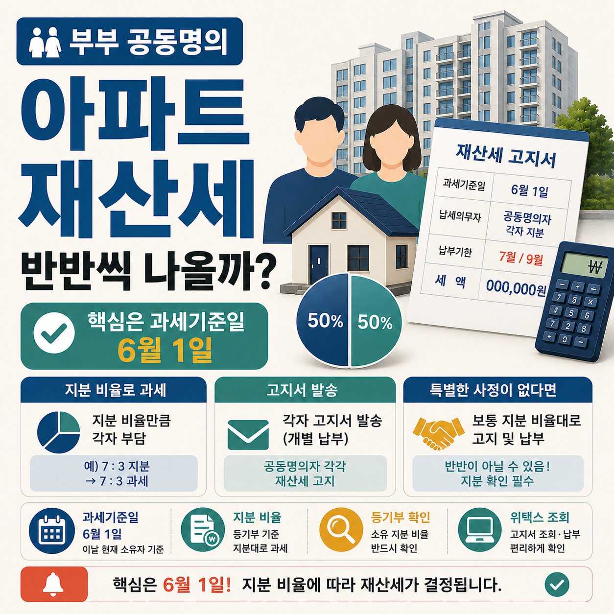 부부 공동명의 아파트 재산세 지분 계산 안내 이미지