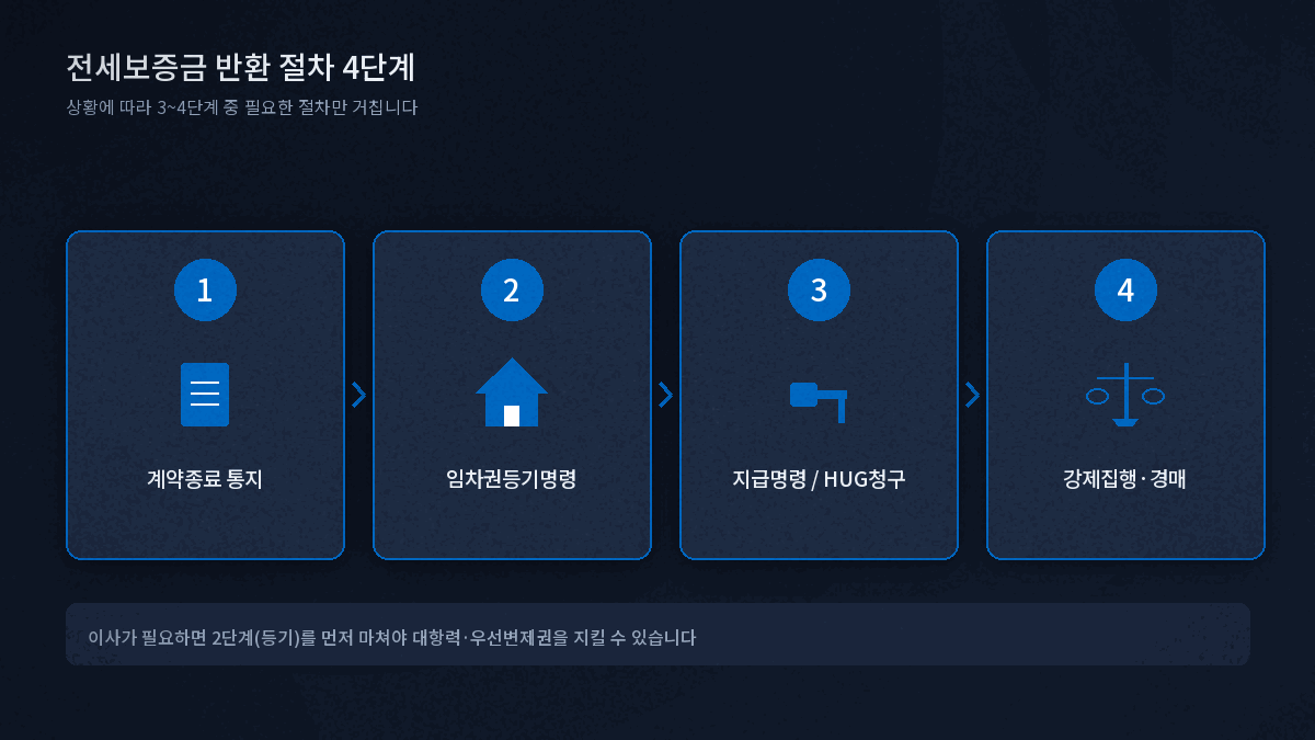 전세보증금 반환 절차 계약종료통지 임차권등기명령 지급명령 강제집행 순서도