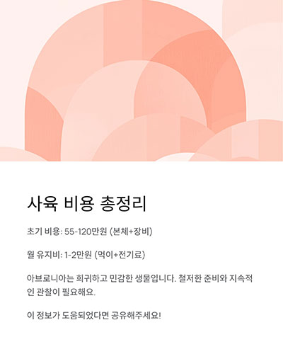 사육 비용과 준비물