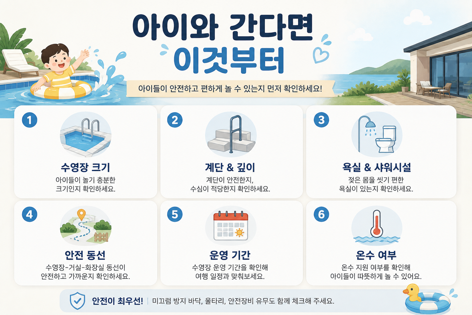 강화도 가족펜션 아이 수영장 안전 동선 운영기간 체크