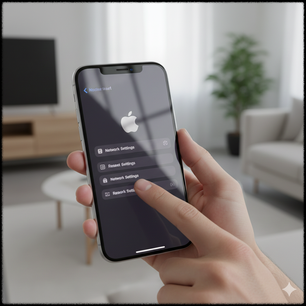 아이폰 네트워크 재설정하는 모습