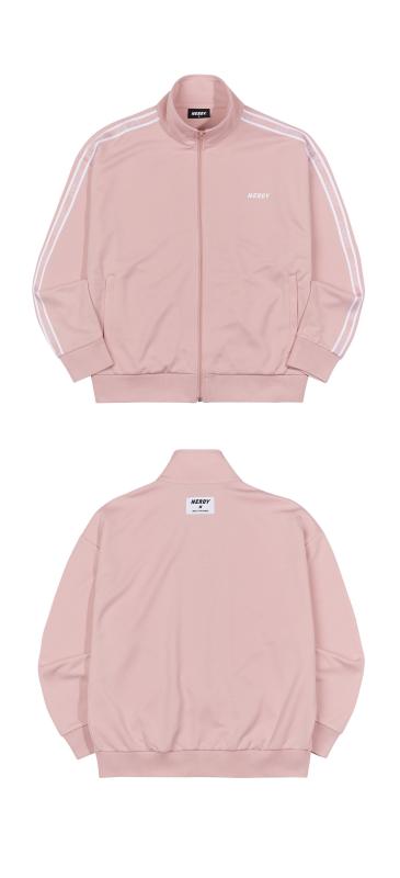 널디 자가드 로고 테잎 트랙 탑 핑크