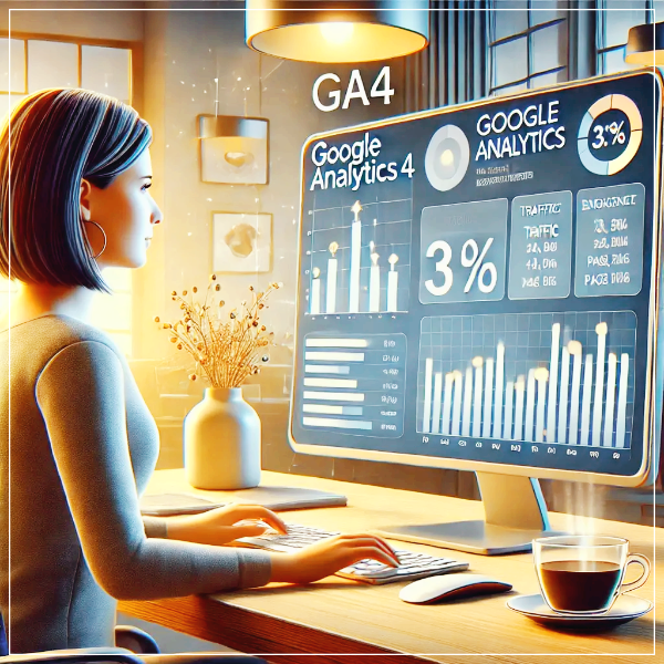 구글 애널리틱스로4로 분석하는 여자.