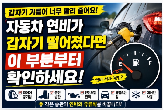 자동차 연비 관리법을 설명하는 이미지