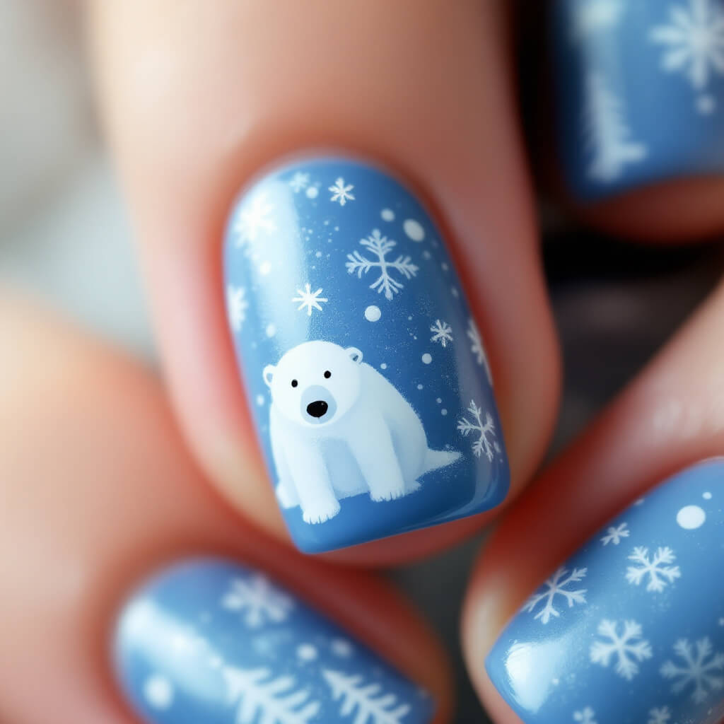 겨울 동물 네일