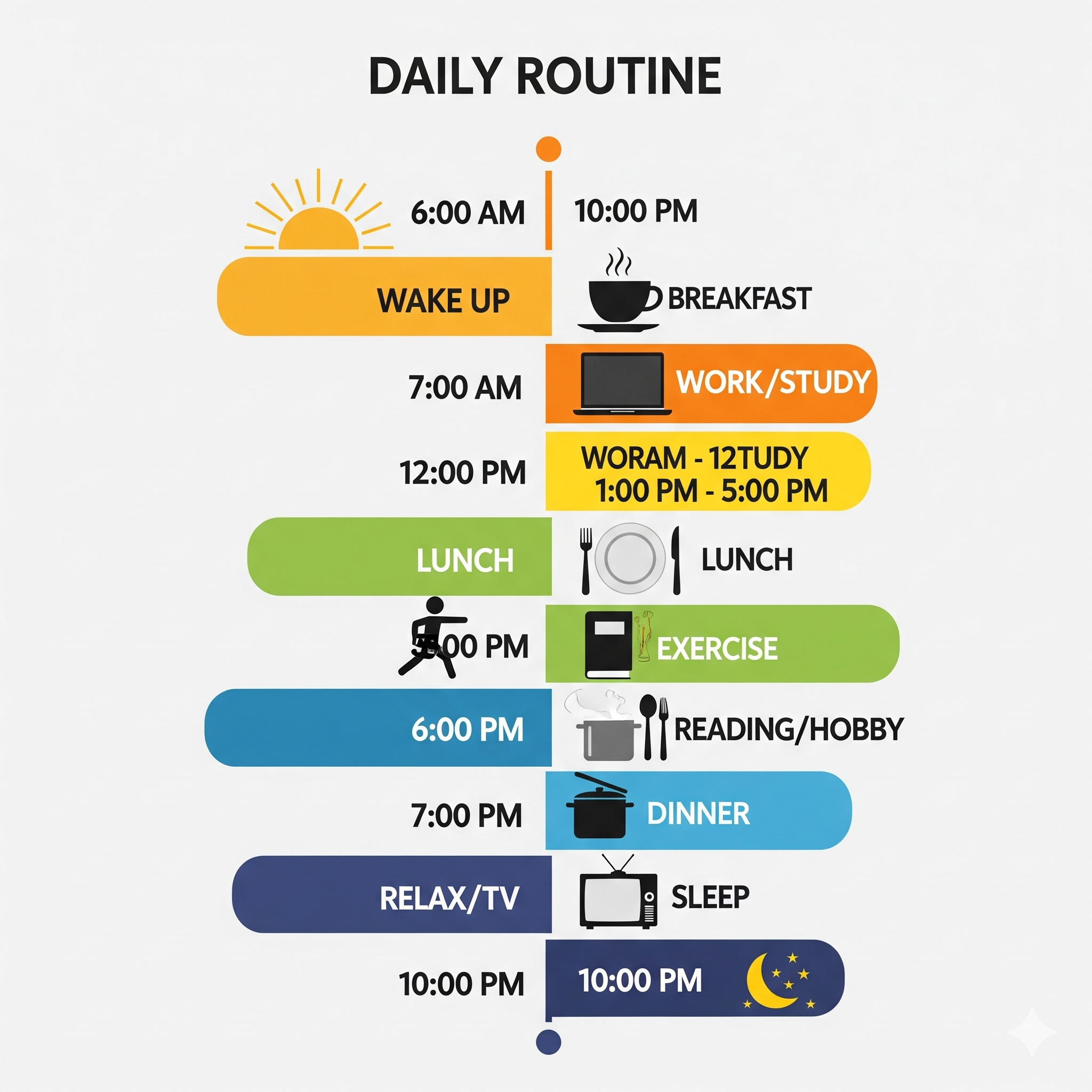 일일 루틴을 시간대별로 보여주는 인포그래픽