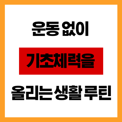 운동 없이 기초체력을 올리는 생활 루틴